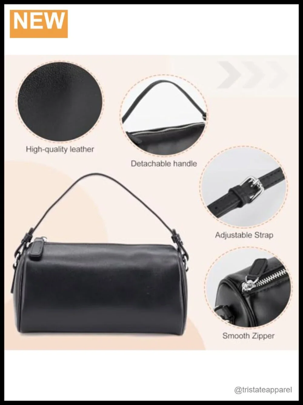 Mini Barrel Shoulder Purse with Two Way Straps Top Handle Hobo Bag